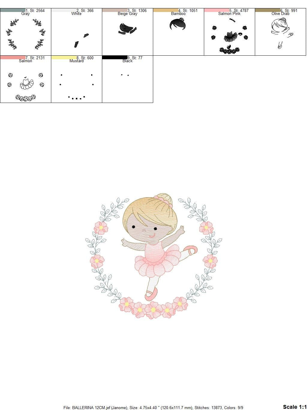 Ballerina embroidery designs - Ballet embroidery design machine embroidery pattern - baby girl embroidery file dancer - instant download