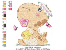 Charger l&#39;image dans la galerie, Baby Dinosaur embroidery designs - Dino embroidery design machine embroidery pattern - Dragon embroidery file - Dinosaur egg girl embroidery
