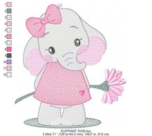 Carica l&#39;immagine nel visualizzatore di Gallery, Elephant embroidery designs - Animal embroidery design machine embroidery pattern - Baby girl embroidery file - Elephant with flowers design
