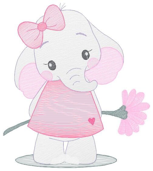 Elephant embroidery designs - Animal embroidery design machine embroidery pattern - Baby girl embroidery file - Elephant with flowers design Marcia Embroidery