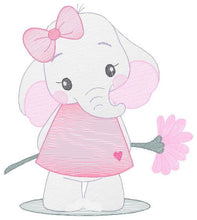 Carica l&#39;immagine nel visualizzatore di Gallery, Elephant embroidery designs - Animal embroidery design machine embroidery pattern - Baby girl embroidery file - Elephant with flowers design
