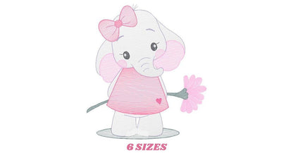 Elephant embroidery designs - Animal embroidery design machine embroidery pattern - Baby girl embroidery file - Elephant with flowers design Marcia Embroidery