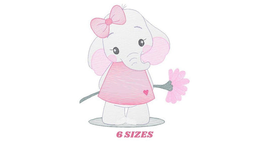 Elephant embroidery designs - Animal embroidery design machine embroidery pattern - Baby girl embroidery file - Elephant with flowers design Marcia Embroidery