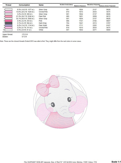 Elephant embroidery designs - Animal embroidery design machine embroidery pattern - Baby girl embroidery file - kid embroidery Towel pillow Marcia Embroidery