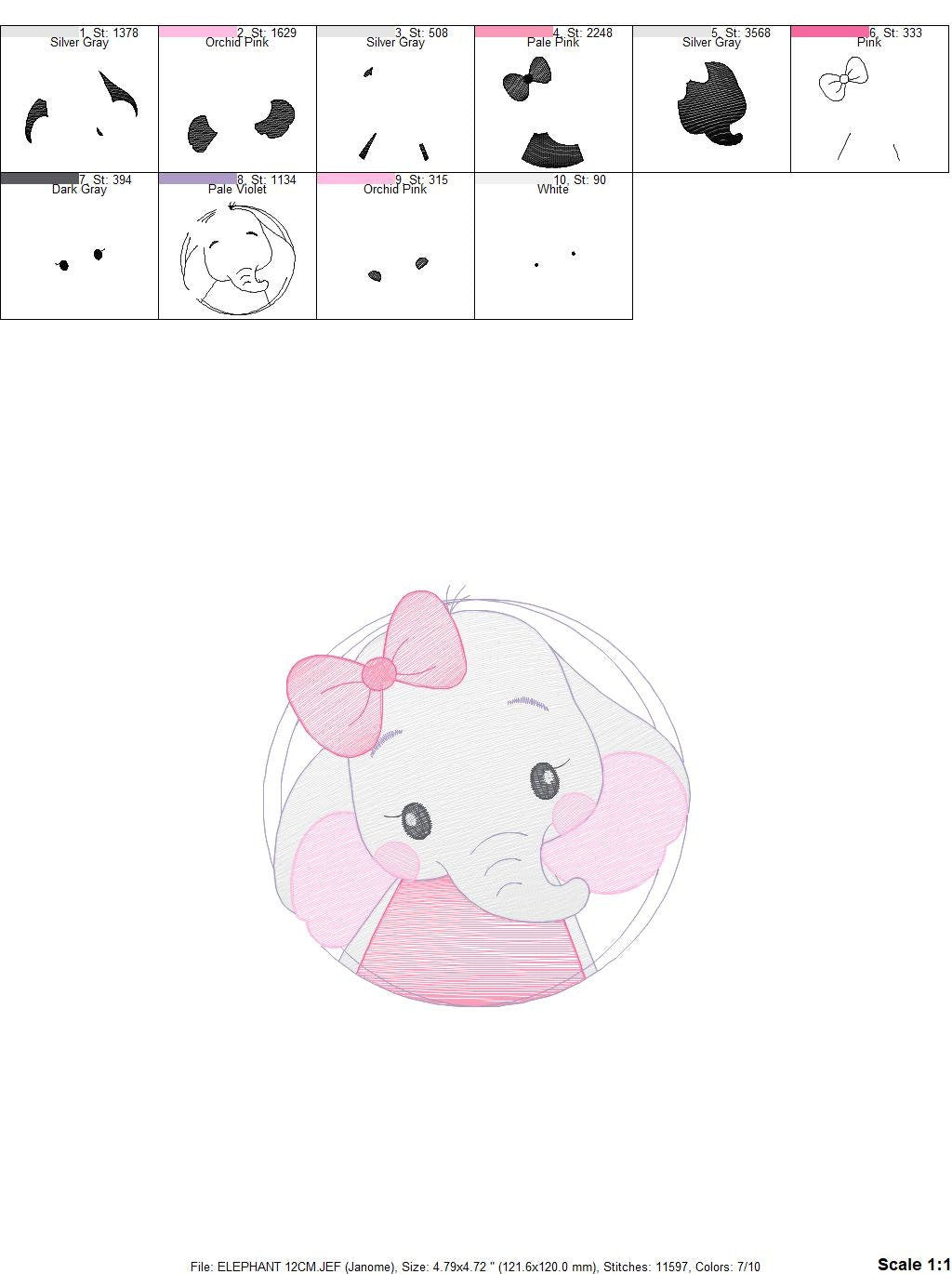 Elephant embroidery designs - Animal embroidery design machine embroidery pattern - Baby girl embroidery file - kid embroidery Towel pillow Marcia Embroidery
