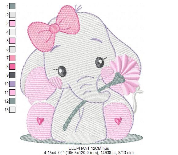 Elephant embroidery designs - Animal embroidery design machine embroidery pattern - Baby girl embroidery file - kid embroidery Towel pillow Marcia Embroidery