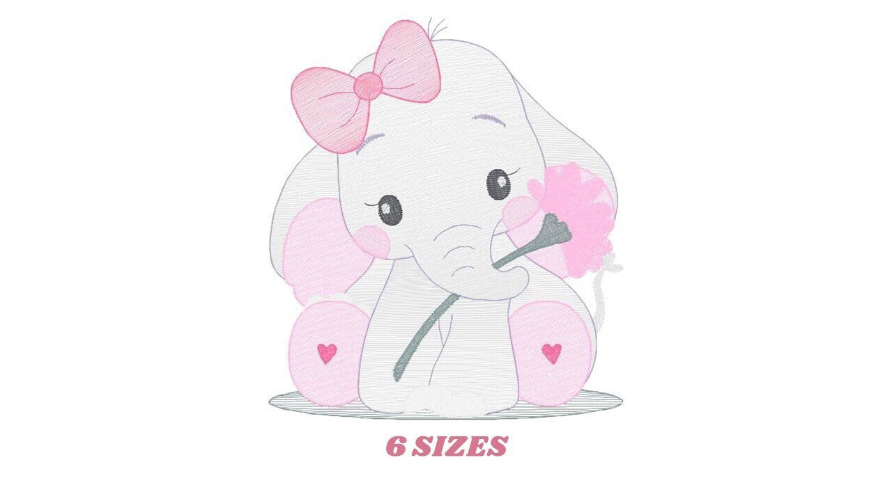 Elephant embroidery designs - Animal embroidery design machine embroidery pattern - Baby girl embroidery file - kid embroidery Towel pillow Marcia Embroidery
