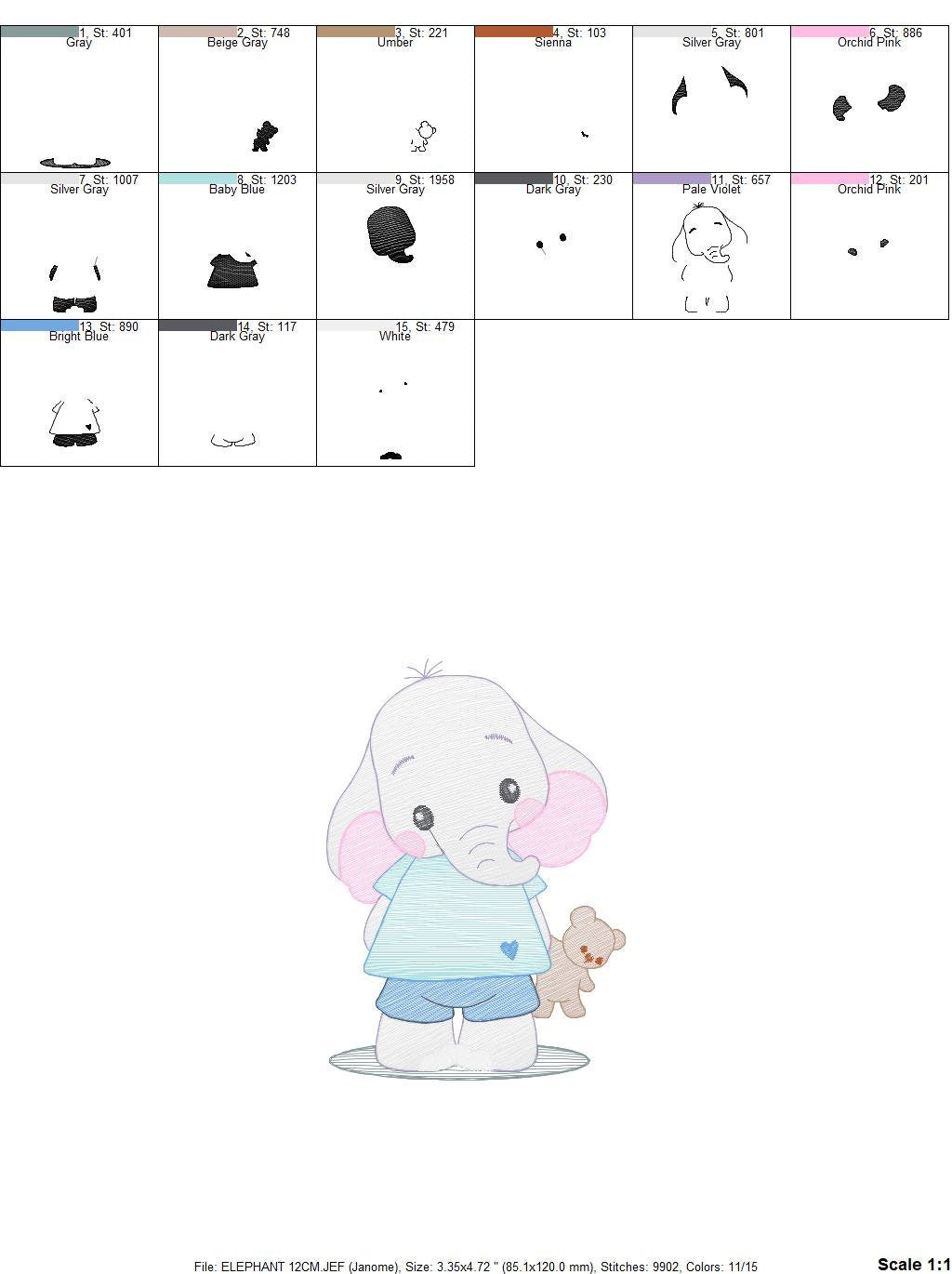 Elephant embroidery designs - Animal embroidery design machine embroidery pattern - Baby boy embroidery file - girl kid embroidery download