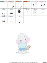 Load image into Gallery viewer, Elephant embroidery designs - Animal embroidery design machine embroidery pattern - Baby boy embroidery file - girl kid embroidery download
