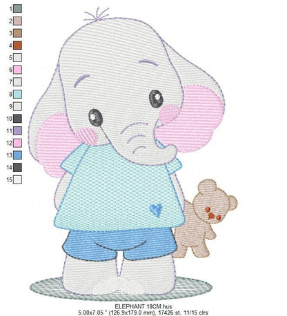 Elephant embroidery designs - Animal embroidery design machine embroidery pattern - Baby boy embroidery file - girl kid embroidery download