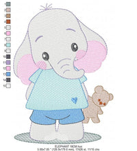 Charger l&#39;image dans la galerie, Elephant embroidery designs - Animal embroidery design machine embroidery pattern - Baby boy embroidery file - girl kid embroidery download
