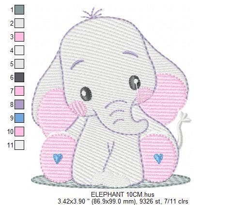 Elephant embroidery designs - Animal embroidery design machine embroidery pattern - Baby boy embroidery file - girl kid embroidery download
