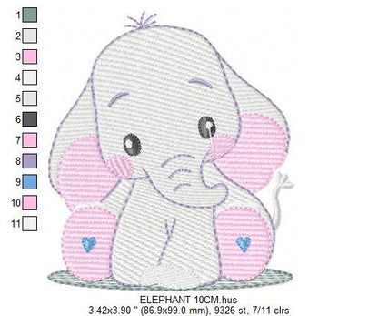 Elephant embroidery designs - Animal embroidery design machine embroidery pattern - Baby boy embroidery file - girl kid embroidery download
