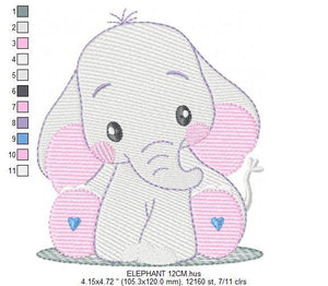 Elephant embroidery designs - Animal embroidery design machine embroidery pattern - Baby boy embroidery file - girl kid embroidery download