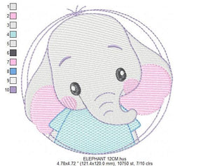 Elephant embroidery designs - Animal embroidery design machine embroidery pattern - Baby boy embroidery file - girl kid embroidery download