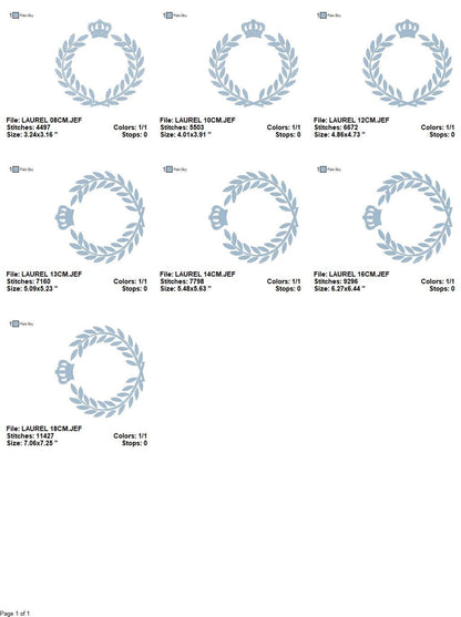 Laurel embroidery designs - Monogram frame embroidery design machine embroidery pattern - Baby boy embroidery file - Laurel wreath Crown Marcia Embroidery