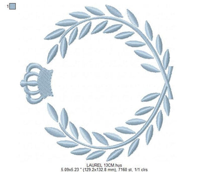 Laurel embroidery designs - Monogram frame embroidery design machine embroidery pattern - Baby boy embroidery file - Laurel wreath Crown Marcia Embroidery