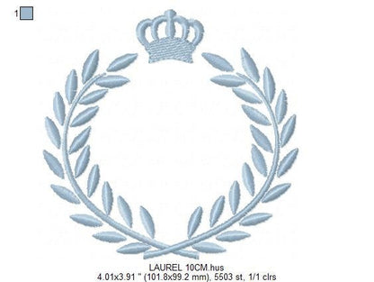 Laurel embroidery designs - Monogram frame embroidery design machine embroidery pattern - Baby boy embroidery file - Laurel wreath Crown Marcia Embroidery