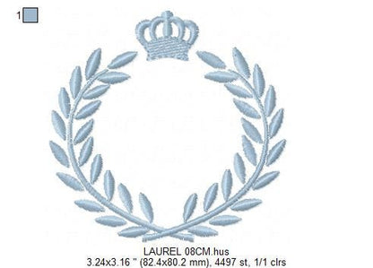 Laurel embroidery designs - Monogram frame embroidery design machine embroidery pattern - Baby boy embroidery file - Laurel wreath Crown Marcia Embroidery