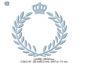 Laurel embroidery designs - Monogram frame embroidery design machine embroidery pattern - Baby boy embroidery file - Laurel wreath Crown