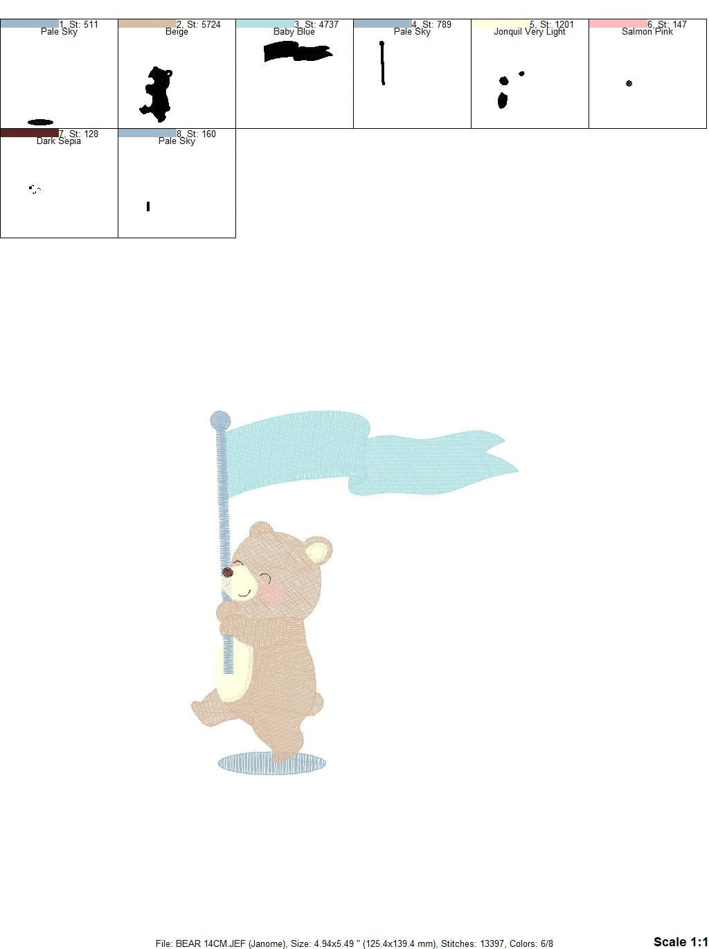 Bear embroidery designs - Circus Bear embroidery design machine embroidery pattern - Bear with flag embroidery file - instant download pes Marcia Embroidery