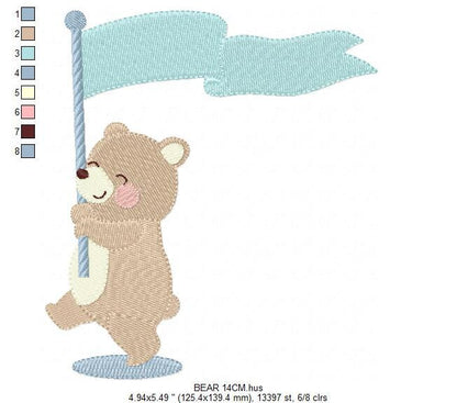 Bear embroidery designs - Circus Bear embroidery design machine embroidery pattern - Bear with flag embroidery file - instant download pes Marcia Embroidery