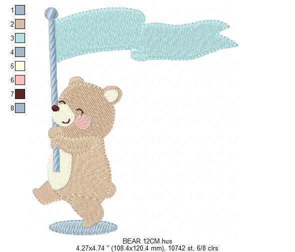 Bear embroidery designs - Circus Bear embroidery design machine embroidery pattern - Bear with flag embroidery file - instant download pes Marcia Embroidery