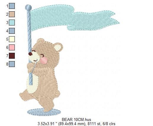 Bear embroidery designs - Circus Bear embroidery design machine embroidery pattern - Bear with flag embroidery file - instant download pes Marcia Embroidery