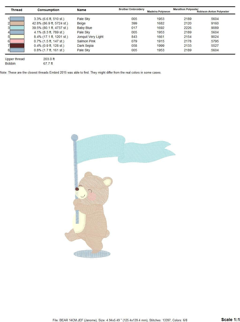 Bear embroidery designs - Circus Bear embroidery design machine embroidery pattern - Bear with flag embroidery file - instant download pes Marcia Embroidery