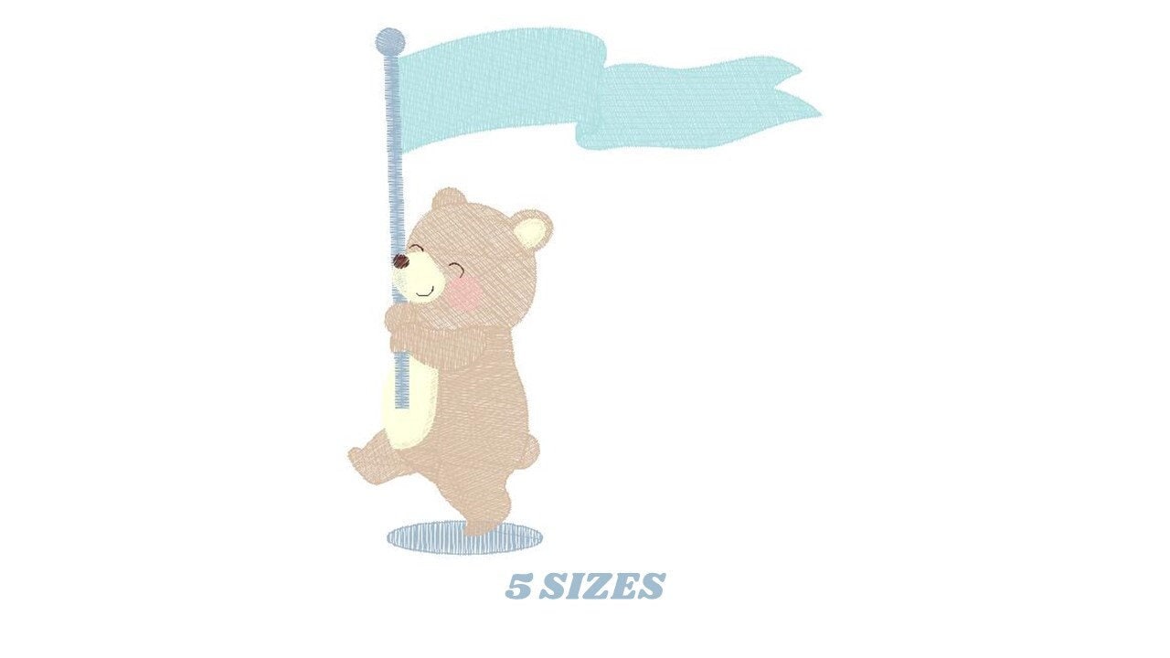 Bear embroidery designs - Circus Bear embroidery design machine embroidery pattern - Bear with flag embroidery file - instant download pes Marcia Embroidery