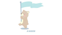 Cargar imagen en el visor de la galería, Bear embroidery designs - Circus Bear embroidery design machine embroidery pattern - Bear with flag embroidery file - instant download pes
