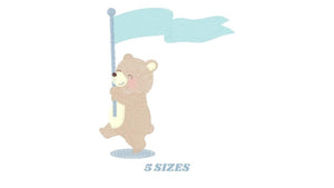 Bear embroidery designs - Circus Bear embroidery design machine embroidery pattern - Bear with flag embroidery file - instant download pes