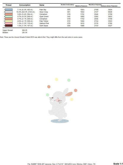 Circus Rabbit embroidery designs - Musical Bunny embroidery design machine embroidery pattern -  Animal embroidery file - instant download Marcia Embroidery