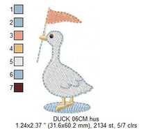 Carica l&#39;immagine nel visualizzatore di Gallery, Duck embroidery design - Duck with flag embroidery designs machine embroidery pattern - Circus animal embroidery file - instant download pes
