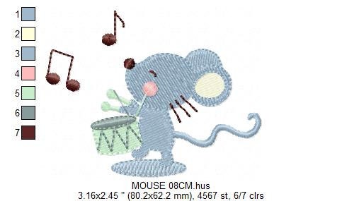 Mouse embroidery designs - Rat embroidery design machine embroidery pattern - Circus animal embroidery - band embroidery instant download Marcia Embroidery