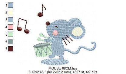 Mouse embroidery designs - Rat embroidery design machine embroidery pattern - Circus animal embroidery - band embroidery instant download Marcia Embroidery