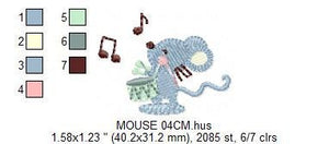 Mouse embroidery designs - Rat embroidery design machine embroidery pattern - Circus animal embroidery - band embroidery instant download