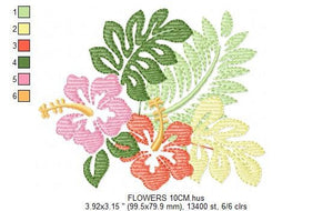 Tropical Flowers embroidery designs - Hawaii flower embroidery design machine embroidery pattern - floral embroidery file - instant download