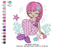 Laden Sie das Bild in den Galerie-Viewer, Mermaid with braids embroidery designs - Sea Princess embroidery design machine embroidery pattern - Baby Girl embroidery download file pes
