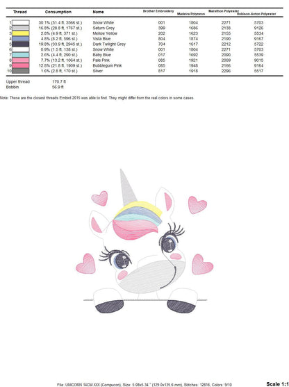 Peek a boo Unicorn embroidery designs - Baby Girl embroidery design machine embroidery pattern - Unicorns embroidery file - instant download Marcia Embroidery