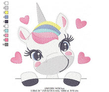 Carica l&#39;immagine nel visualizzatore di Gallery, Peek a boo Unicorn embroidery designs - Baby Girl embroidery design machine embroidery pattern - Unicorns embroidery file - instant download
