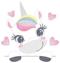 Carica l&#39;immagine nel visualizzatore di Gallery, Peek a boo Unicorn embroidery designs - Baby Girl embroidery design machine embroidery pattern - Unicorns embroidery file - instant download
