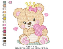 Charger l&#39;image dans la galerie, Female Bear embroidery designs - Baby girl embroidery design machine embroidery pattern - Bear with butterfly embroidery file - digital file
