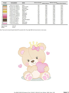 Female Bear embroidery designs - Baby girl embroidery design machine embroidery pattern - Bear with butterfly embroidery file - digital file