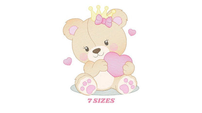 Female Bear embroidery designs - Baby girl embroidery design machine embroidery pattern - Bear with butterfly embroidery file - digital file Marcia Embroidery