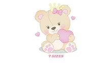 Load image into Gallery viewer, Female Bear embroidery designs - Baby girl embroidery design machine embroidery pattern - Bear with butterfly embroidery file - digital file
