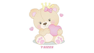 Female Bear embroidery designs - Baby girl embroidery design machine embroidery pattern - Bear with butterfly embroidery file - digital file