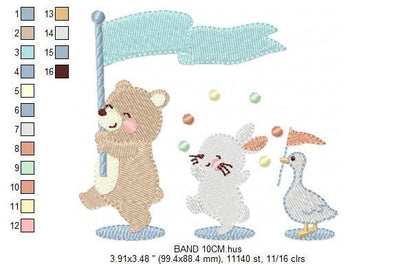 Circus Animals embroidery designs - Animal Band embroidery design machine embroidery pattern - Bear embroidery file - Rabbit embroidery Duck Marcia Embroidery