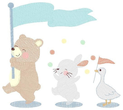 Circus Animals embroidery designs - Animal Band embroidery design machine embroidery pattern - Bear embroidery file - Rabbit embroidery Duck Marcia Embroidery