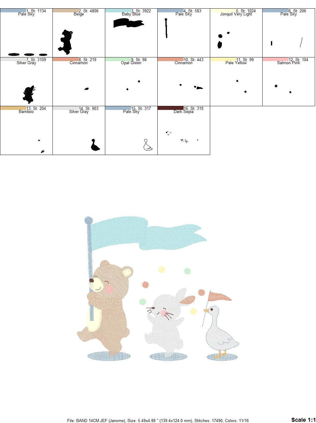 Circus Animals embroidery designs - Animal Band embroidery design machine embroidery pattern - Bear embroidery file - Rabbit embroidery Duck Marcia Embroidery